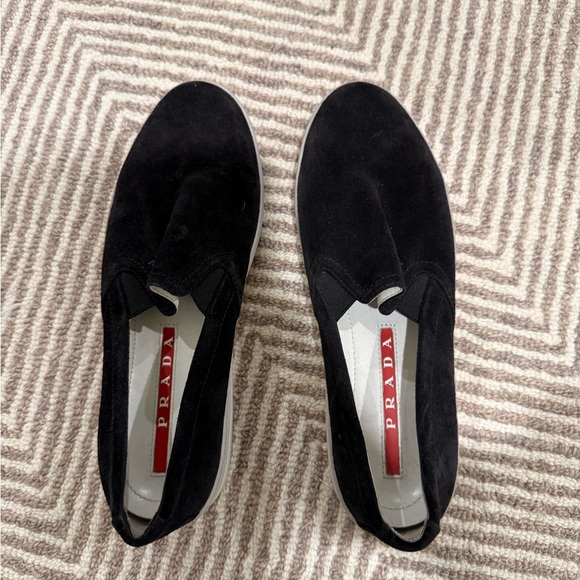 Prada Shoes - Black suede flats / sneakers